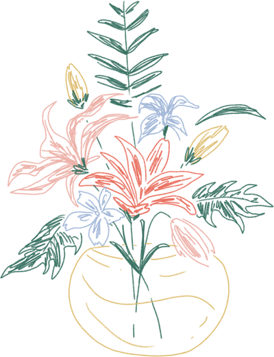 Handdrawn Flowers in a Vase 